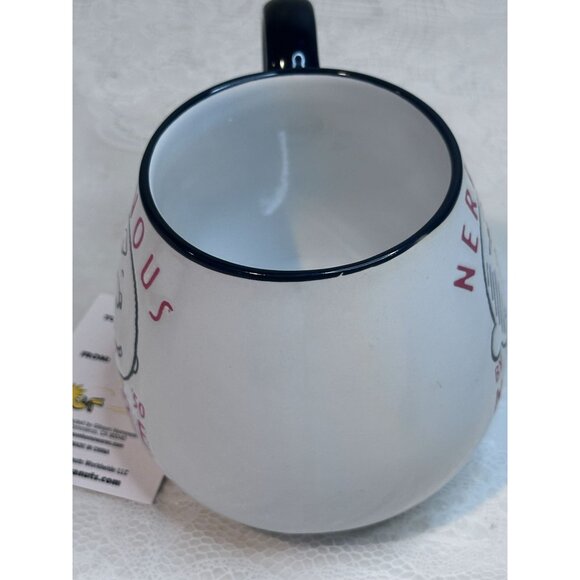 Peanuts 75th Anniversary "Nervous By Nature" Ceramic Mug 20 Oz Black & White - Picture 5 of 6